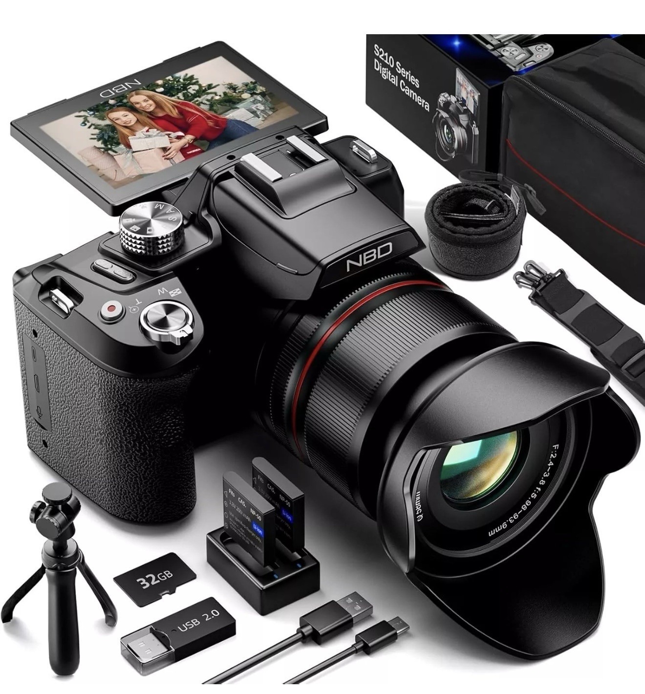 5K 64MP Digital Camera with 16X Optical Zoom, WiFi & 32GB Card for Vlogging