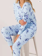 Carole Hochman Textured Knit Henley PJ Set Blue Size 2XL