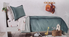 Pillowfort Teal & Gold Accent Velvet Twin Quilt NIP