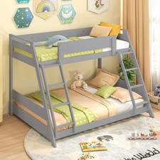 Single Over Double Bunk Bed with 2 Ladders-Grey