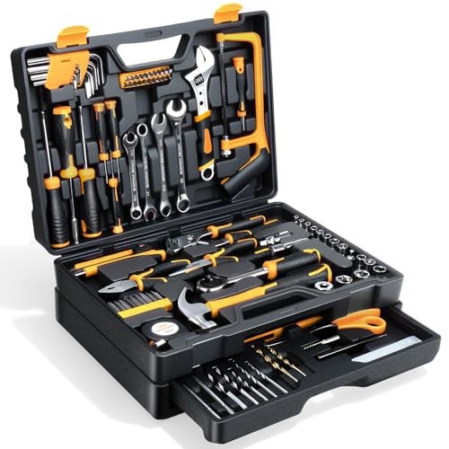 Tool Set- 412 Piece Home Repair/Auto Tool Kit, Storage Organizer with Yellow