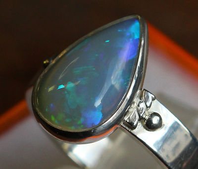 Brazil Crystal Opal 2.7 Karat 950er Silberring Größe 19,1 mm 