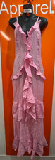 Pretty Little Thing Tall Pink Textured Frill Maxi Dress, Size 10, RRP £40,  b182