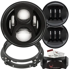Eagle Lights 7" Round Generation 2 LED Headlight and Fog Light Kit & Black Ring*