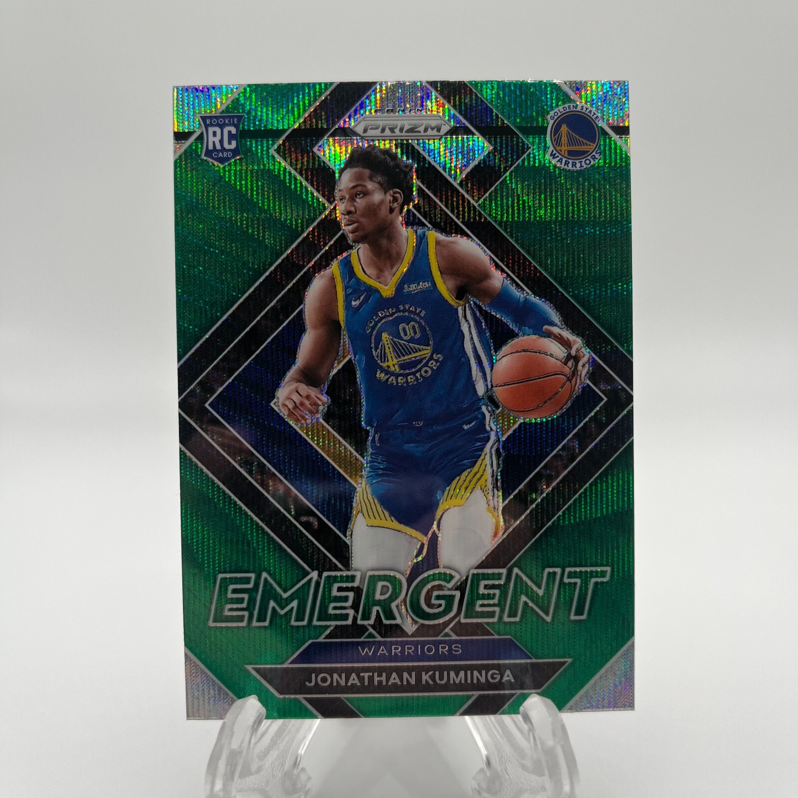 2021-22 Panini Prizm Jonathan Kuminga Green Wave Emergent SP #5 Rookie RC