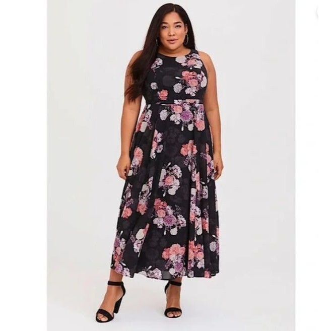 knee length dresses for ladies Baltic Born Womens Kamila Tulle Maxi Dress | Dark Blue Floral main image 1