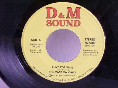 The Vast Majority,D&M Sound 5002,''Love For Sale'',US,7'' 45, 70's classic soul,M