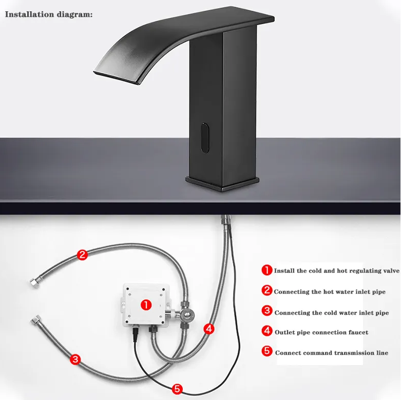 Rubinetto Automatico A Infrarossi Per Bagno E Cucina - Con Sensore E Scatola Di Controllo, Design Moderno - Foto 6