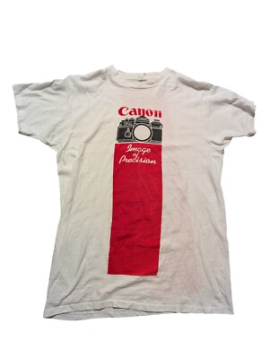 80s 当時物 CANON ラガーシャツ 襟付き ロンT 両面プリント キャノン
