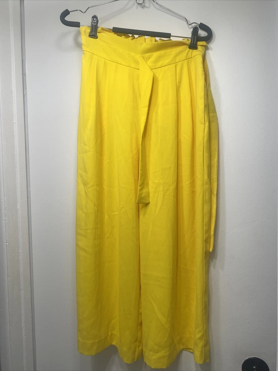 zara woman trafaluc collection wide leg yellow pants | eBay