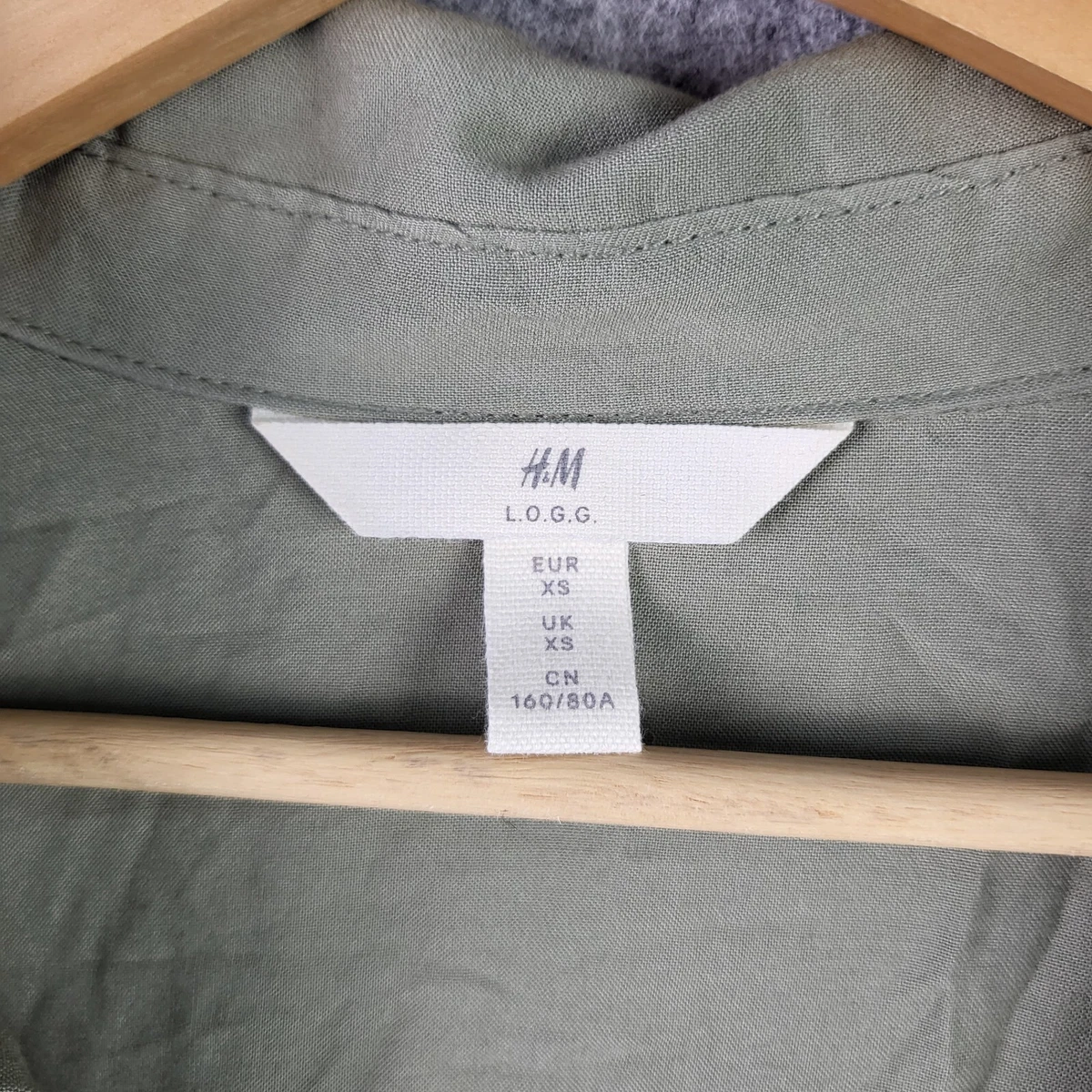 H M L.O.G.G Womens Loose Dress Size XS Extra Small Green Long Sleeve 1854