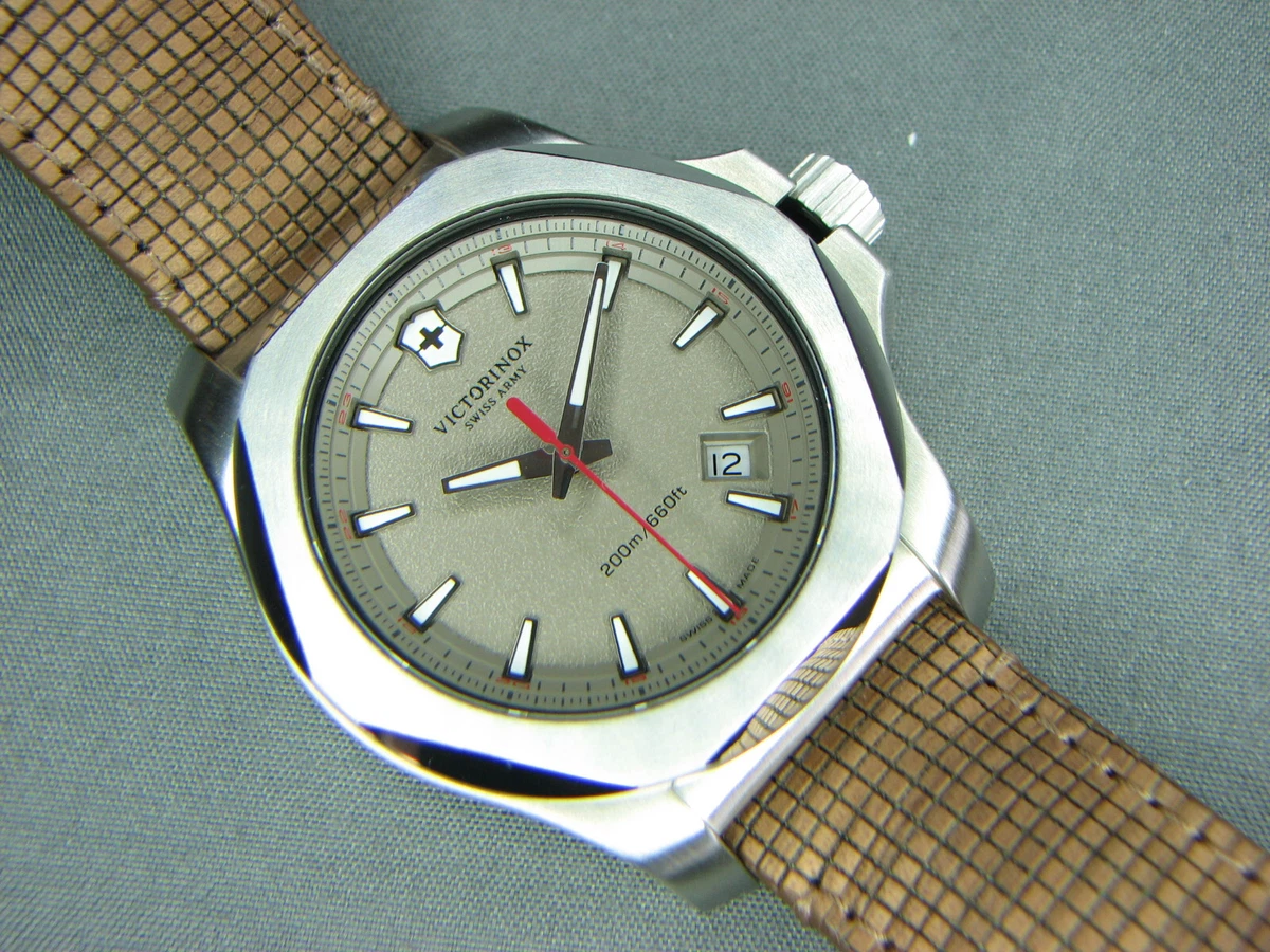 Victorinox Swiss Army INOX 43mm Watch Gray Dial Wood Strap