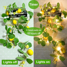 Artificial Lemon Garland with Fairy Lights Spring Summer Greenery Lemon Vine ...