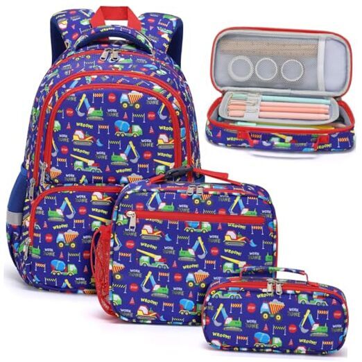 Fimibuke Waterproof Toddler Backpack Set for Boys with Truck Design A8 Fimibuke Waterproof Toddler Backpack Set for Boys with Truck Design A8