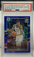 Giannis Antetokounmpo 2017-18 Donruss Optic Blue Velocity Prizm#81 PSA 10 GEM MT