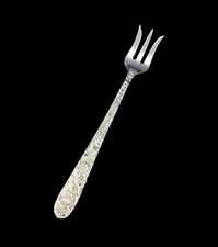 S. Kirk & Son Sterling Repousse Floral 5 3/8" Cocktail, Seafood, Oyster Fork