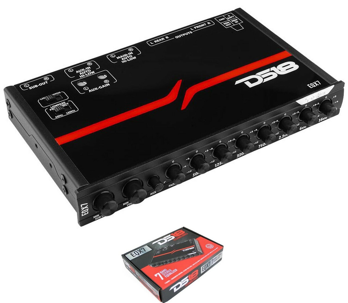 DS18 EQX7 8 Volt 7 Band 1/2 Din Car Stereo Equalizer Subwoofer