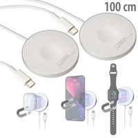 Callstel 2Er-Set 3In1-Ladepads, Qi- & Magsafe-Kompatibel, 2,5-15 Watt, 100 Cm