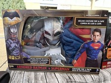 Super Hero Deluxe Costume Top Cape 2 Pack Set Batman Superman Size 4-6