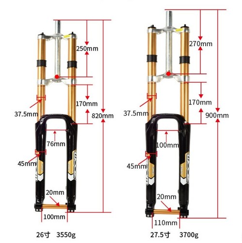 ZOOM 26/27.5inch Disc Brake Fork 180/20mm Axle Downhill Mountain Bike Fork  1-1/8 | eBay