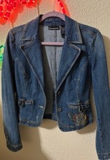 Vintage DKNY jean jacket embroidered Pocket Beautiful Size Small
