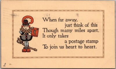 Vintage 1911 ART DECO Postcard ''When Far Away, Just Think of This--'' A.M. DAVIS