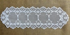 White Lace Table Runner Crochet Style 13" x 36" Carmen Diningroom Bedroom