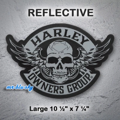 Large Reflective Winged Skull Patch ~ Harley Davidson Owners Group H.O.G.  - Image 1 of 4