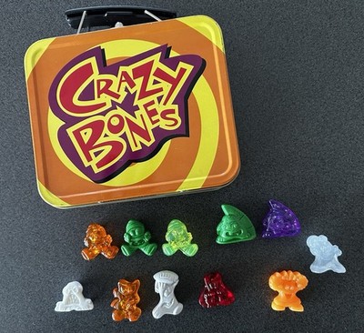 CRAZY BONES Small  Collector Lunch Box Tin   With 11 Bones