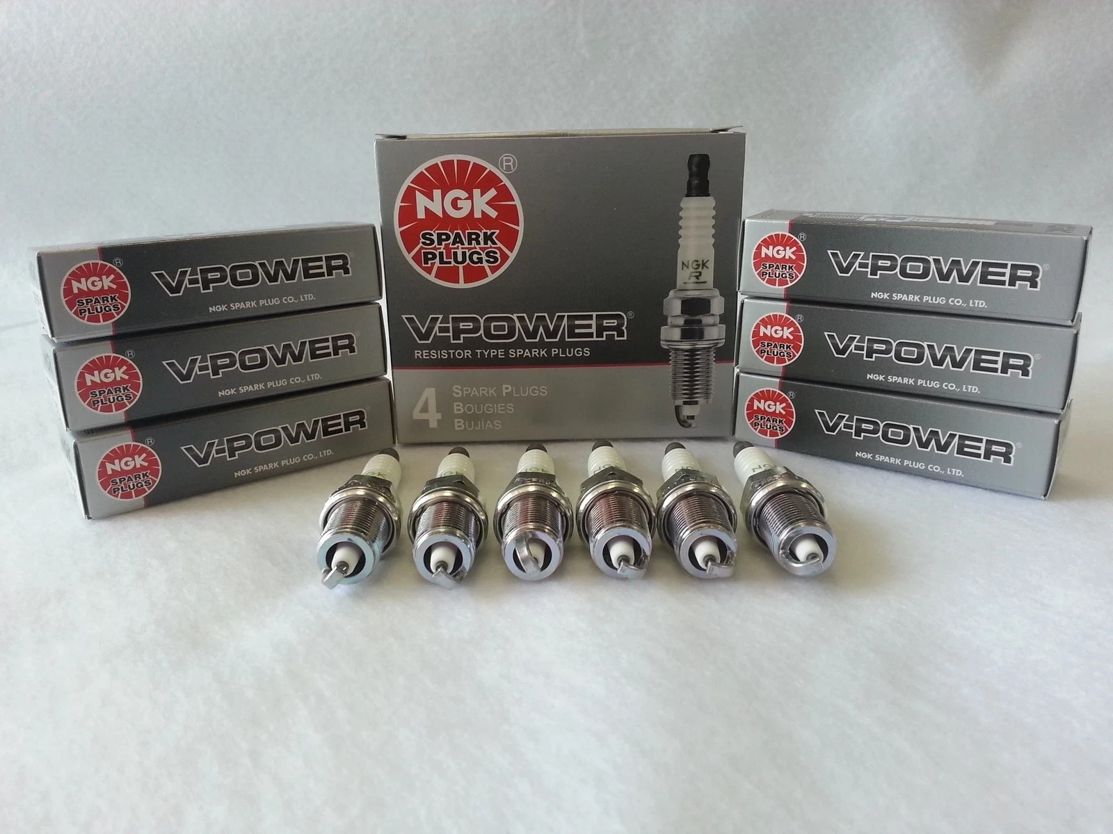 6-New NGK V-Power Copper Spark Plugs TR6 #4177 Made in Japan