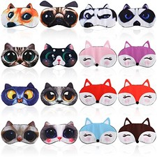 16 Pack Cute Animal Eye Mask, Soft Blackout Blindfold Sleeping Mask with