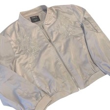Lunik Silver  Gray Embroidered Detail Full Zip Varsity Jacket Size XL