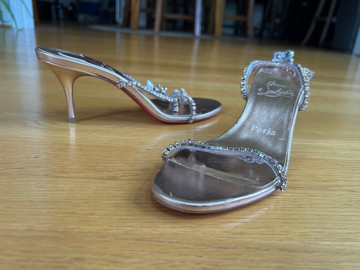 CHRISTIAN LOUBOUTIN Gold Just Queen 70 Leather Sandals Size 8 IT