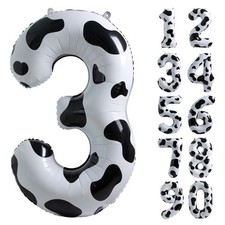 Cow Print Number 3 Balloon, Large 40 Inch Cow Number Birthday Balloons Hel