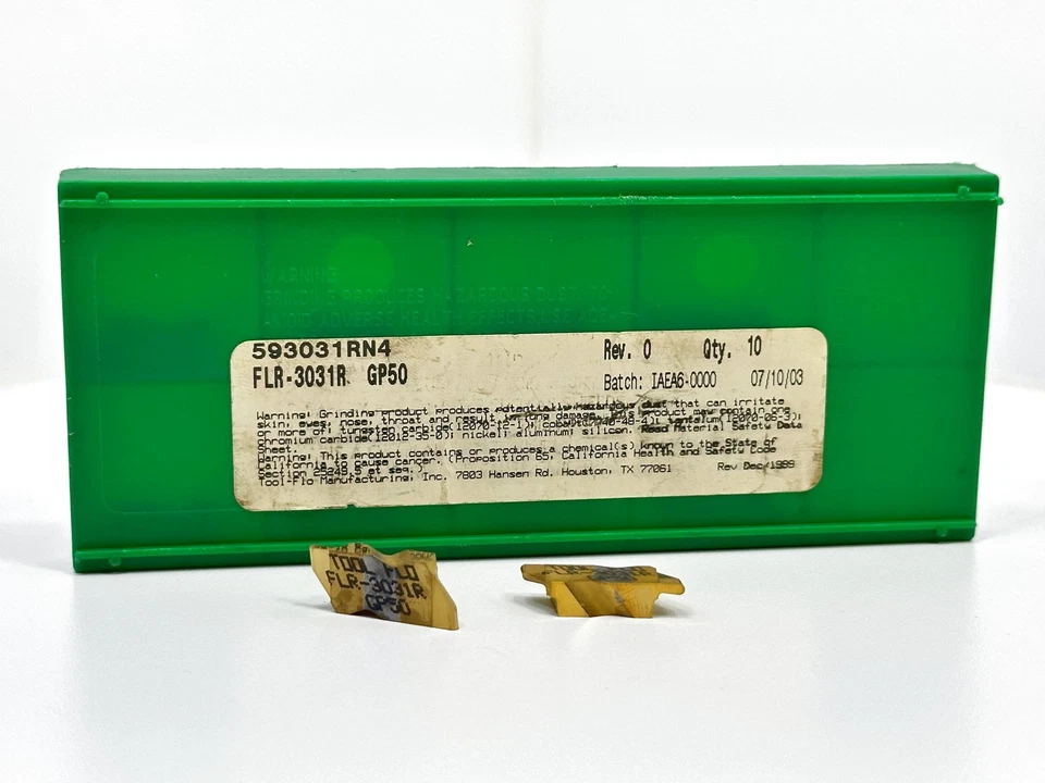 TOOL-FLO FLR-3031R New Carbide Grooving Inserts Grade GP50 10pcs - Image 2 of 2
