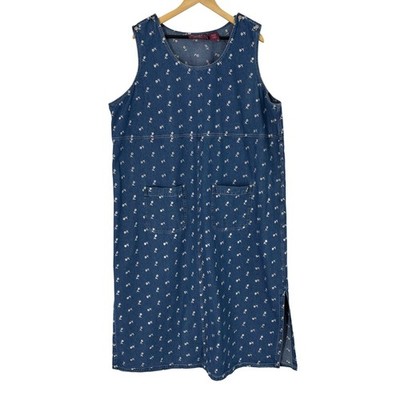 Denim & Co Blue Floral Embroidered Denim Jumper Dress Sleeveless Plus Size 3X | eBay Denim & Co Blue Floral Embroidered Denim Jumper Dress Sleeveless Plus Size 3X | eBay
