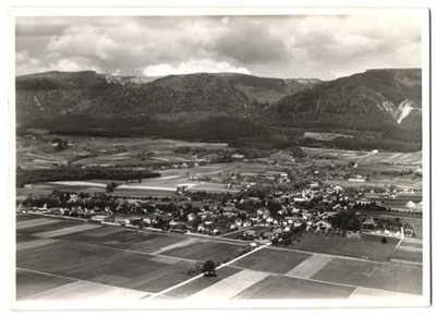Fotografie Swissair Photo AG, Zürich, Ansicht Selzach bei Solothurn, Fliegerauf 