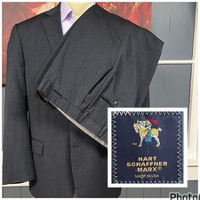 Hart Schaffner Marx Tiny Hole Suit Mens 46R Wool Pants 36x27 Navy/Gray/Black