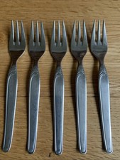 Roneusil Inox Edelstahl Besteck 5 Kuchengabeln 15,6 cm