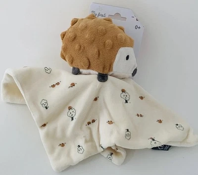 5848/5857🌟 Doudou Hérisson Plat Mouchoir ORCHESTRA Marron Beige Écru - Photo 1/3