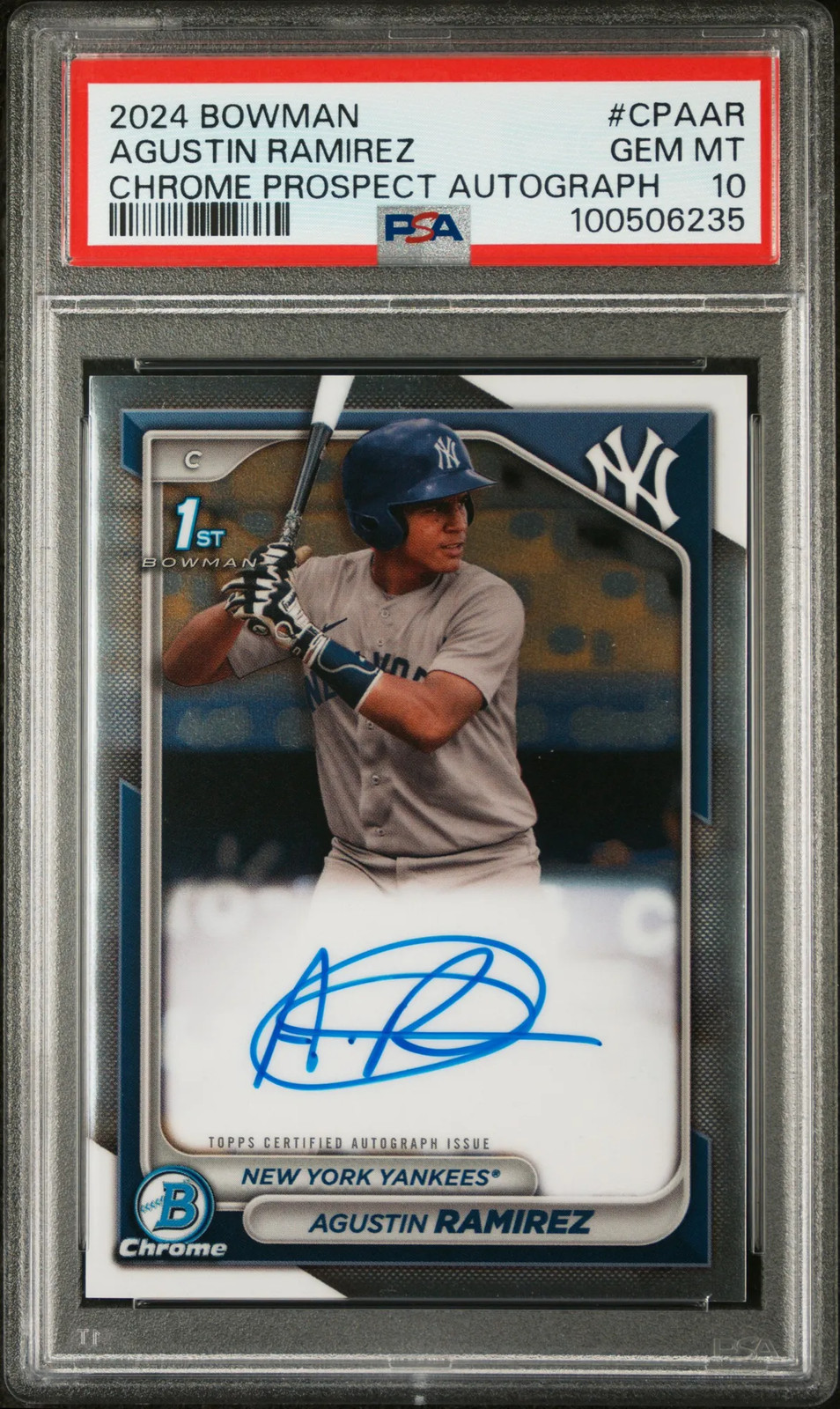 2024 Bowman Chrome Prospect Autographs Agustin Ramirez #CPAAR PSA 10