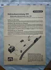 Original MÄRKLIN H0 Gebrauchsanweisung 800 " Elektrische Miniaturbahn " 1952 