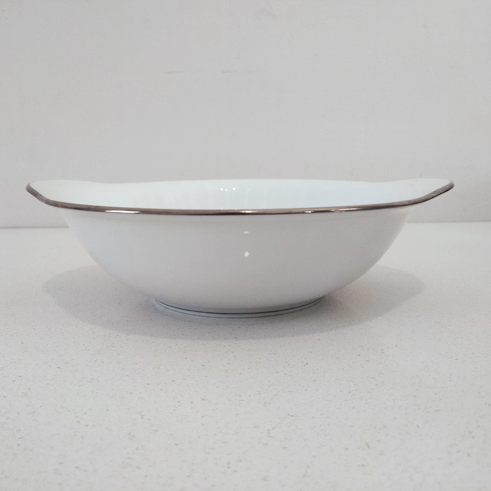 Noritake Cheri Lugged Handled Cereal Dessert Bowl (s) Floral Platinum Rim EXC - image 2 of 4