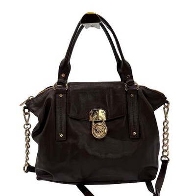 Michael Kors Hamilton Satchel LRG Chocolate Brown Excellent Padlock Chain