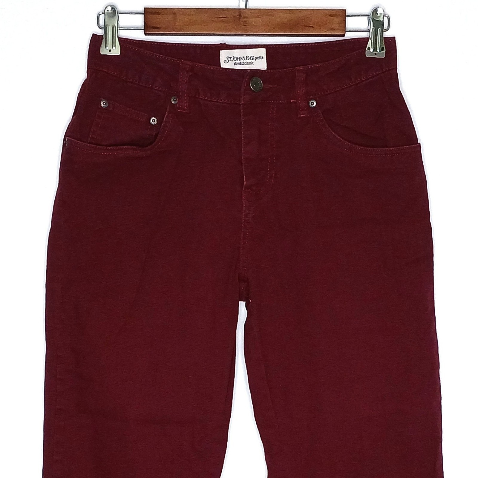 Petite 4p Stretch Solid Burgundy