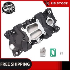 Black Intake Manifold For 2104 Chevy Sbc Fits 87-95 350 Tbi Heads