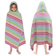 ORIGINAL KIDS Hooded Bath Towel Wrap - 100 1 Pack Large Stripes Pink Multi