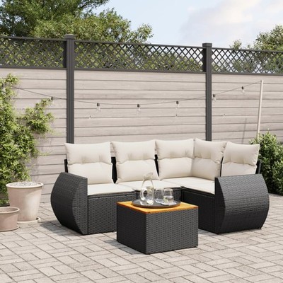 Gartenmöbel Sofa Garnitur Kissen Lounge Gartengarnitur 5-tlg. Poly Rattan vidaXL