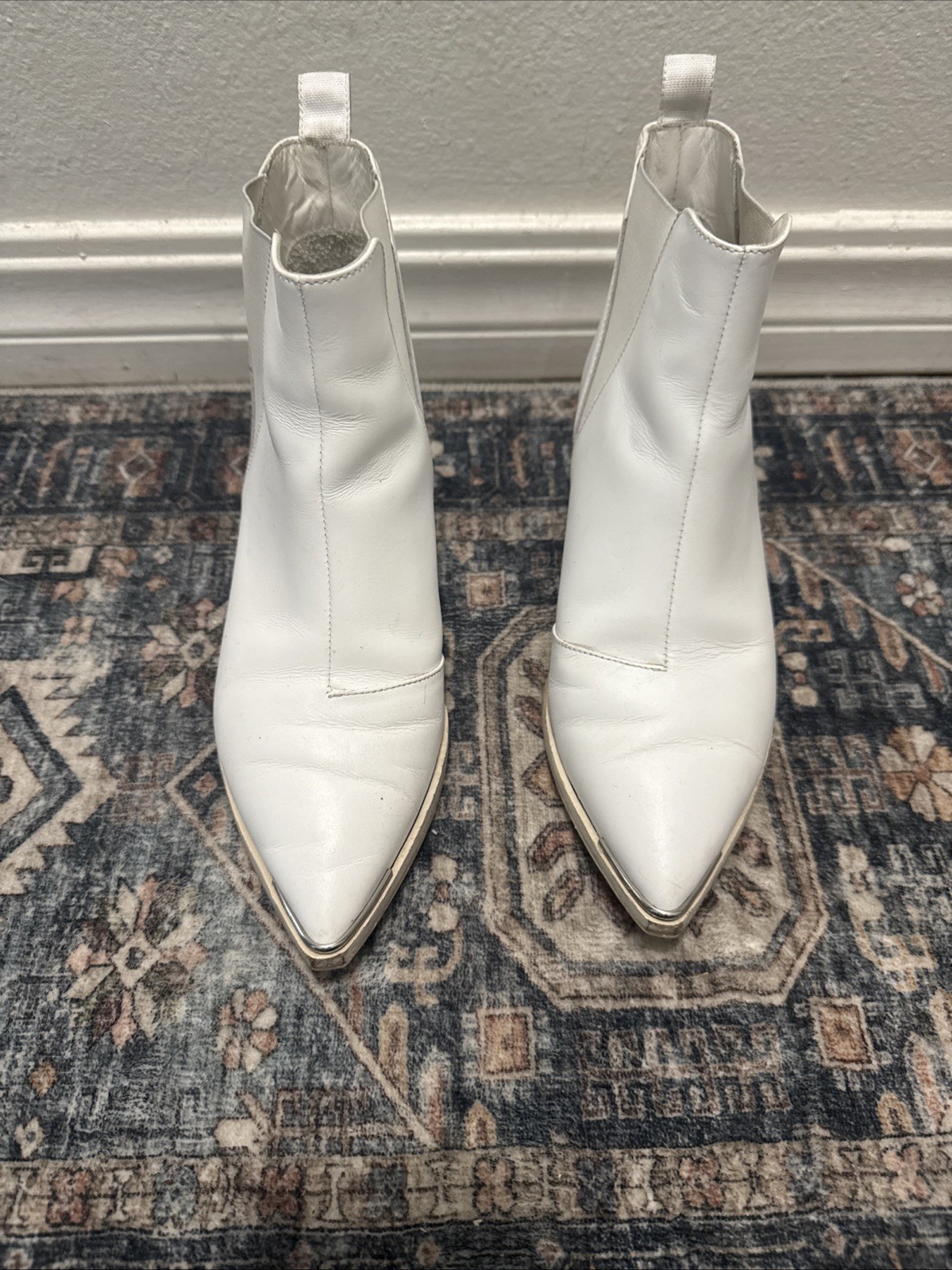 ACNE STUDIOS Jensen Ankle Boots White Wheat Leather Size 36 Or