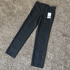 NWT Zara Women Black Straight Leg Tailored Trousers Dress Office Pants Size XS
